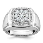 IBGoodman 14k White Gold 1 carat Lab Grown Diamond VS/SI+ G+ Complete Men's Polished and Satin Cluster Ring