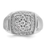 IBGoodman 14k White Gold 1 carat Lab Grown Diamond VS/SI+ G+ Complete Men's Polished and Satin Cluster Ring - Image 4