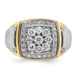 IBGoodman 14k Two Tone 1 carat Lab Grown Diamond VS/SI+ G+ Complete Men's Polished and Satin Cluster Ring - Image 4