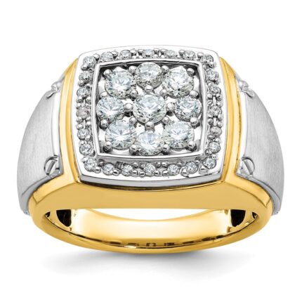 IBGoodman 14k Two-tone Men's Polished and Satin Square Cluster Ring Mounting