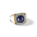 IBGoodman 10k Two-tone Men's Polished Lab Created Sapphire and A Quality Diamond Ring - Image 4