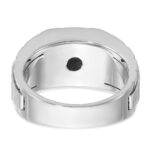 IBGoodman 14k White Gold Men's Polished Satin and Textured 7-Stone Ring Mounting - Image 6