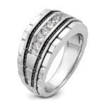 IBGoodman 14k White Gold Men's Polished Satin and Textured 7-Stone Ring Mounting - Image 7