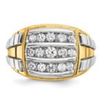 IBGoodman 14k Two Tone 1 carat Lab Grown Diamond VS/SI+ G+ Complete Men's Polished and Satin Cluster Ring - Image 4