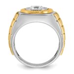 IBGoodman 14k Two Tone 1 carat Lab Grown Diamond VS/SI+ G+ Complete Polished Satin and Textured Men's Ring - Image 2