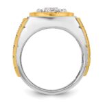 IBGoodman 10k Two-tone with Black Rhodium Men's Polished Textured and Diamond-cut 1 Carat A Quality Diamond Round Cluster Ring - Image 2