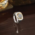 IBGoodman 14k Two-tone with Black Rhodium Men's Polished Textured and Diamond-cut 1 Carat AA Quality Diamond Round Cluster Ring - Image 9