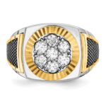 IBGoodman 14k Two-tone with Black Rhodium Men's Polished Textured and Diamond-cut 1 Carat AA Quality Diamond Round Cluster Ring - Image 6