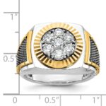IBGoodman 14k Two-tone with Black Rhodium Men's Polished Textured and Diamond-cut 1 Carat AA Quality Diamond Round Cluster Ring - Image 3
