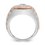 IBGoodman 14k White and Rose Gold Men's Polished Satin and Grooved Solitaire Ring Mounting