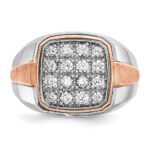 IBGoodman 14k White and Rose Gold Men's Polished and Satin Cluster Ring Mounting - Image 6