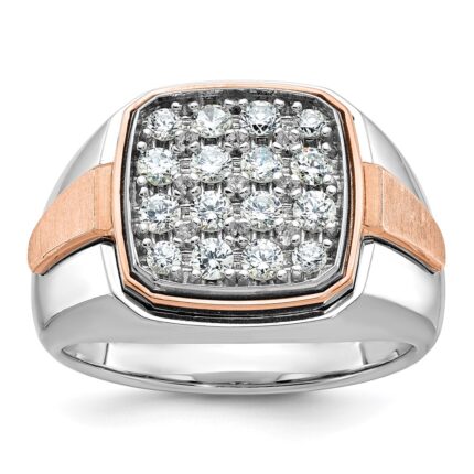 IBGoodman 14k White and Rose Gold Men's Polished and Satin Cluster Ring Mounting