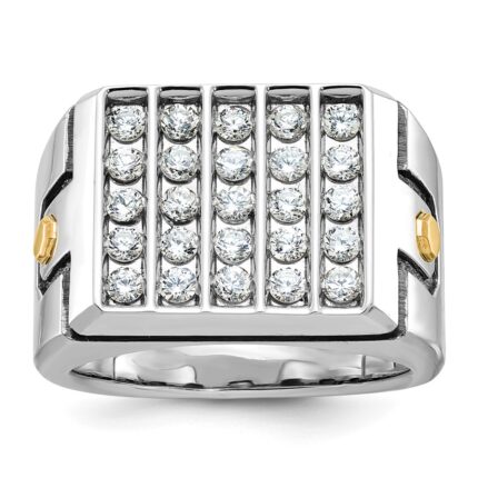 IBGoodman 14k Two-tone Men's Polished and Grooved 5-Row Cluster Ring Mounting