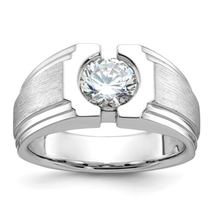 14k White Gold IBGoodman Men's Polished and Satin Diamond Ring Mounting