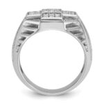 IBGoodman 14k White Gold Men's Polished Textured and Grooved Cross Cluster Ring Mounting - Image 2