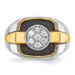 IBGoodman 14k Two-tone with Black Rhodium Men's Polished and Satin 1/2 Carat AA Quality Diamond Cluster Ring - Image 6