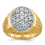 IBGoodman 14k Two-Tone 1 5/8 carat Lab Grown Diamond VS/SI+ G+ Complete Oval Men's Cluster Ring