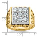 IBGoodman 14k Two-tone Men's Polished and Textured Scroll Design 2 Carat AA Quality Diamond Square Cluster Ring - Image 3