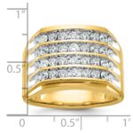 IBGoodman 10k with White Rhodium Men's Polished and Grooved 4-Row 1 1/5 Carat A Quality Diamond Ring - Image 5