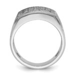 IBGoodman 14k White Gold Men's Polished and Grooved 4-Row 1 1/5 Carat AA Quality Diamond Ring - Image 2