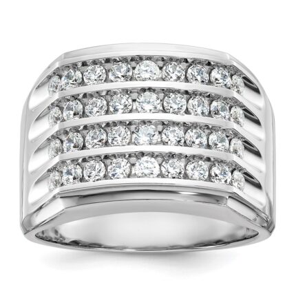IBGoodman 14k White Gold 1 5/8 carat Lab Grown Diamond VS/SI+ G+ Complete Four Row Men's Ring