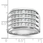IBGoodman 14k White Gold Men's Polished and Grooved 4-Row 1 1/5 Carat AA Quality Diamond Ring - Image 3