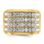 IBGoodman 14k with White Rhodium Men's Polished and Grooved 4-Row 1 1/5 Carat AA Quality Diamond Ring - Image 6