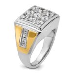IBGoodman 14k Two-tone Men's Polished 2 1/3 Carat AA Quality Diamond Square Cluster Ring - Image 8
