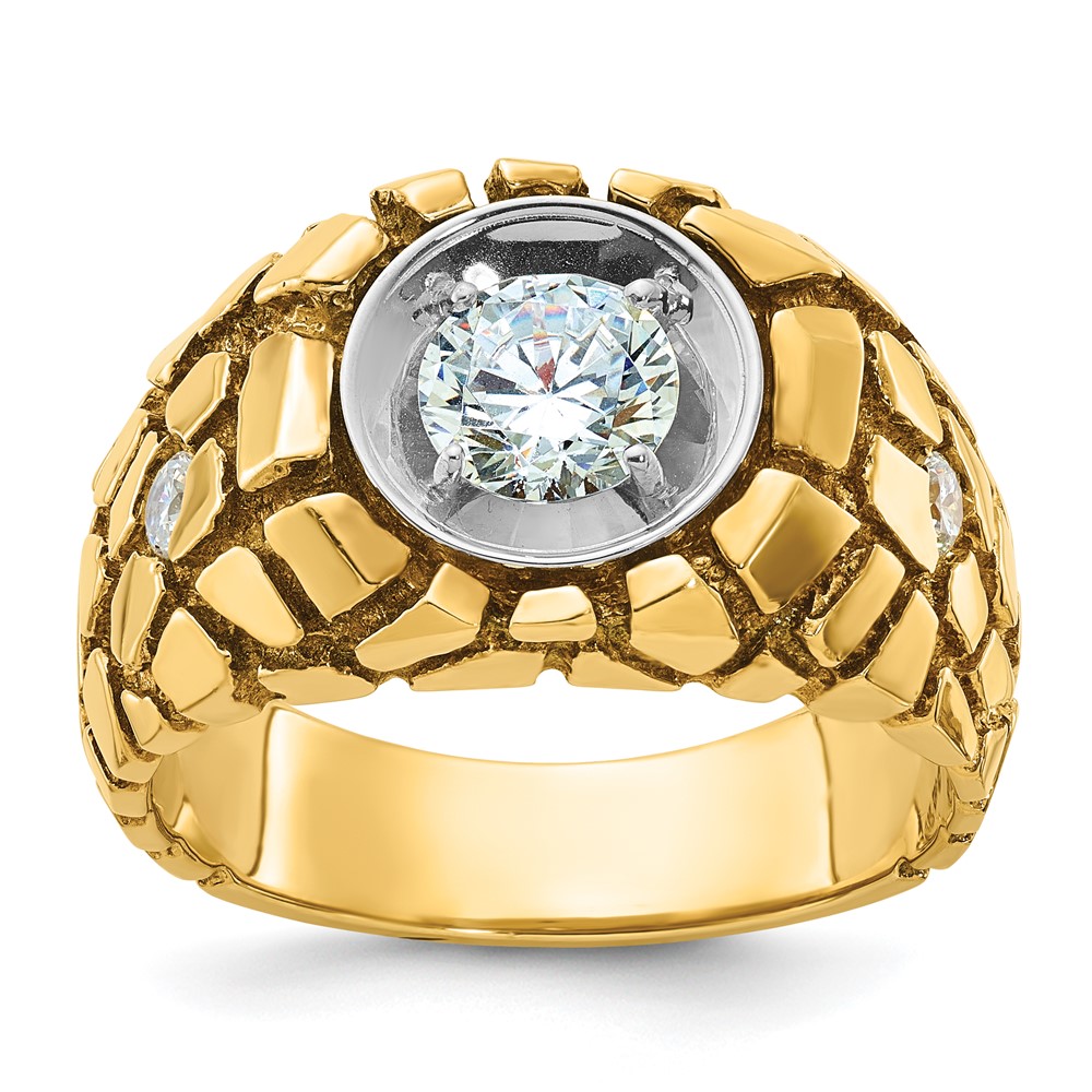B59302-0YA.jpg 10K Two-tone IBGoodman Nugget Solitaire Diamond Men's Ring - Image 1