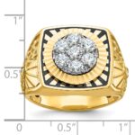IBGoodman 14k Two-tone Men's Polished Textured and Diamond-cut Stars and Stripes Round Cluster Ring Mounting - Image 2