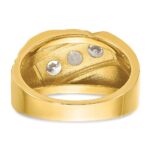 IBGoodman 14k with White Rhodium Men's Polished and Grooved 3-Stone 1 Carat AA Quality Diamond Ring - Image 7