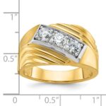 IBGoodman 14k with White Rhodium Men's Polished and Grooved 3-Stone 1 Carat AA Quality Diamond Ring - Image 3