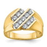 IBGoodman 14k 3/4 carat Lab Grown Diamond VS/SI+ G+ Complete Polished and Grooved Men's Ring