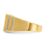 IBGoodman 14k with White Rhodium Men's Polished Satin and Grooved 3-Row 1/3 Carat AA Quality Diamond Ring - Image 3