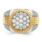 IBGoodman 14k Two-tone Men's Polished Satin and Ribbed Round Cluster Ring Mounting - Image 6