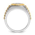 IBGoodman 14k Two-tone Men's Polished Satin and Ribbed Round Cluster Ring Mounting - Image 2