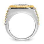 IBGoodman 14k Two-Tone 2 carat Lab Grown Diamond VS/SI+ G+ Complete Ribbed Men's Cluster Ring - Image 2