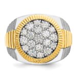 IBGoodman 14k Two-Tone 2 carat Lab Grown Diamond VS/SI+ G+ Complete Ribbed Men's Cluster Ring - Image 4