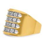 IBGoodman 14k with White Rhodium Men's Polished 4-Row 3 5/8 Carat AA Quality Diamond Ring - Image 5