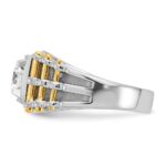 IBGoodman 14k Two-tone 1 carat Lab Grown Diamond VS/SI+ G+ Polished and Brushed Textured Complete Men's Ring - Image 3