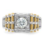 IBGoodman 14k Two-tone 1 carat Lab Grown Diamond VS/SI+ G+ Polished and Brushed Textured Complete Men's Ring - Image 4