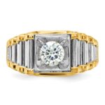 IBGoodman 14k Two-Tone 1 carat Lab Grown Diamond VS/SI+ G+ Polished and Ribbed Complete Men's Ring - Image 4