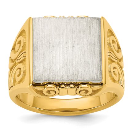 14k Two-Tone Engravable Square Signet ring