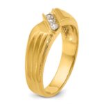IBGoodman 14k Men's Polished and Grooved 3-Stone 1/5 Carat AA Quality Diamond Ring - Image 8