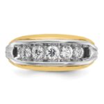 IBGoodman 14k Two-tone Men's Polished and Grooved 5-Stone 1 Carat AA Quality Diamond Ring - Image 6
