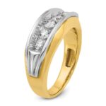 IBGoodman 14k Two-tone Men's Polished and Grooved 5-Stone 1 Carat AA Quality Diamond Ring - Image 8