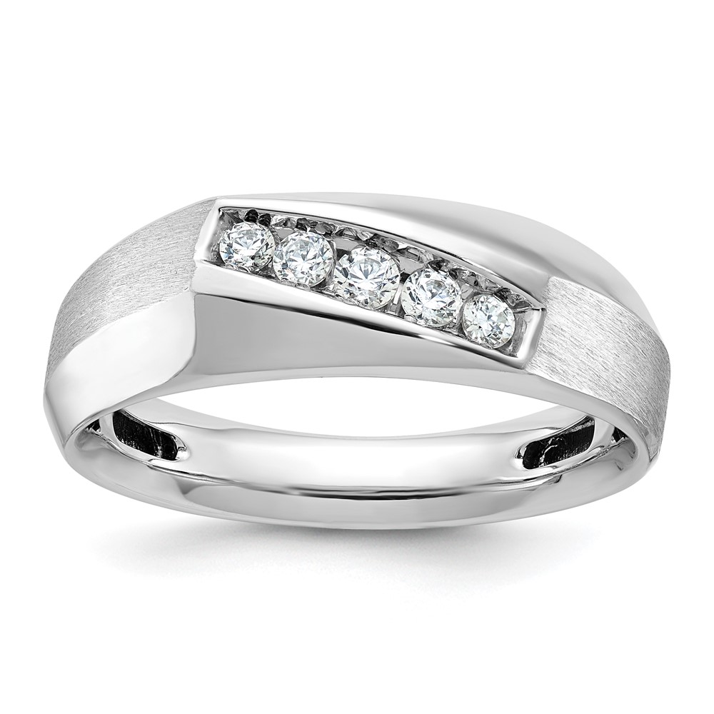 B63119-4WAA.jpg 14k White Gold IBGoodman Men's Polished & Satin 5-Stone Ring Mounting - Image 1