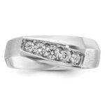IBGoodman 14k White Gold Men's Polished and Satin 5-Stone 1/2 Carat AA Quality Diamond Ring - Image 6