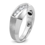 14k White Gold IBGoodman Men's Polished & Satin 5-Stone Ring Mounting - Image 8