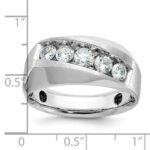 14k White Gold IBGoodman Men's Polished & Satin 5-Stone Ring Mounting - Image 2
